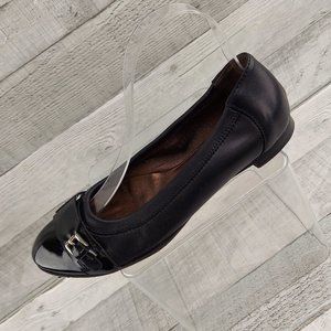 AGL Shoes Womens 6.5 36.5 Ballet Flats Monika Black Cap Toe Work Dress Office